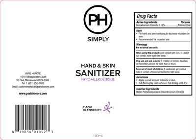 Package Label - PH Unscented Hand and Skin Sanitizer 100ml